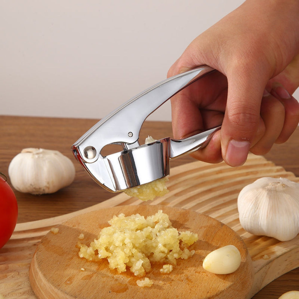 Minimalist Stainless Garlic Squeezer with Non-Slip Handle — product detail view