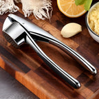 Minimalist Stainless Garlic Squeezer with Non-Slip Handle — product close-up