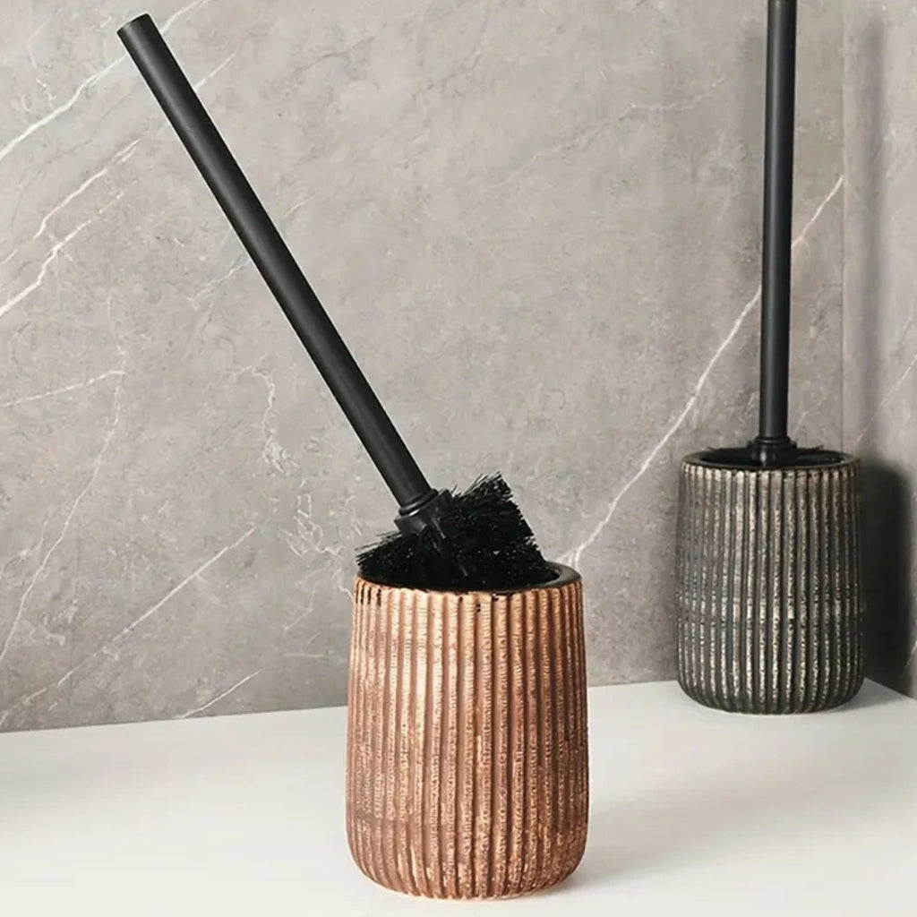 Textured Ceramic Toilet Brush Holder Set — main product photo