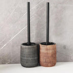 Textured Ceramic Toilet Brush Holder Set — product in use