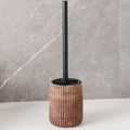 Textured Ceramic Toilet Brush Holder Set — alternate angle view