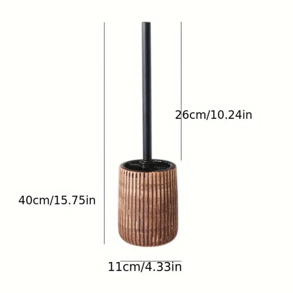 Textured Ceramic Toilet Brush Holder Set — product close-up
