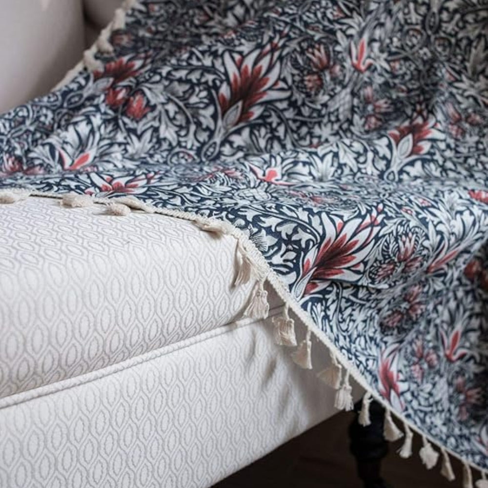 Thistle Ebonleaf Floral Tapestry Curtain — product in use