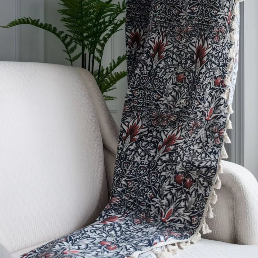 Thistle Ebonleaf Floral Tapestry Curtain — alternate angle view