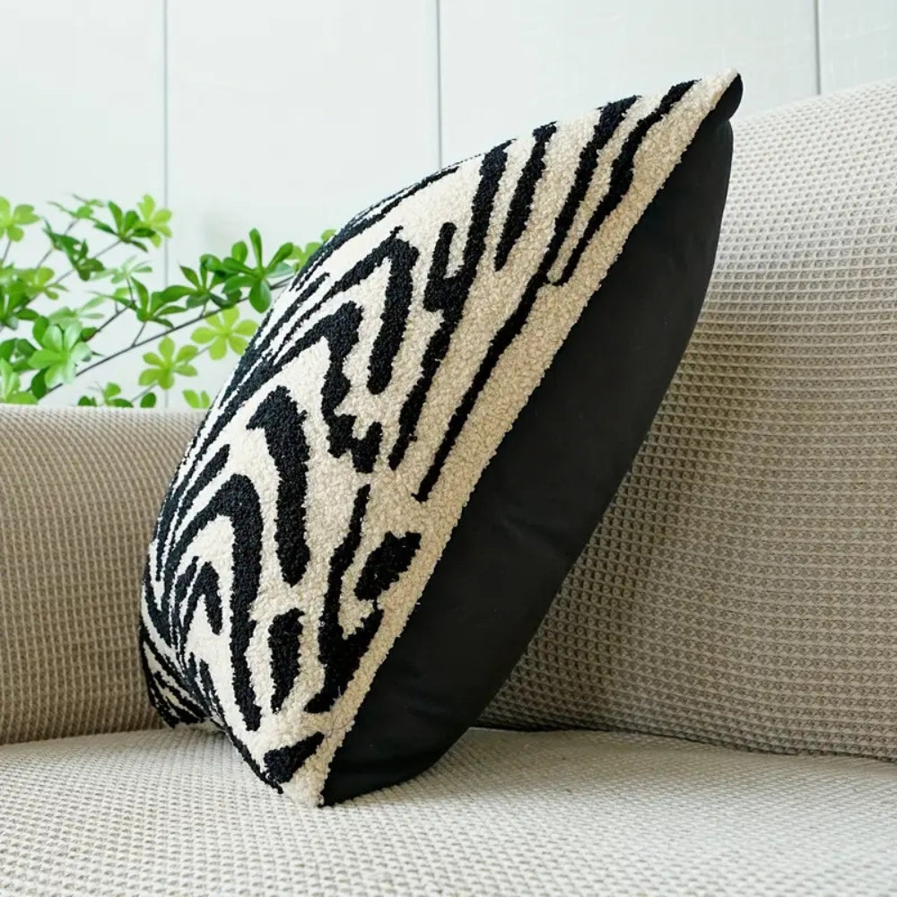 White Tiger Stripe Cushion Cover — product in use