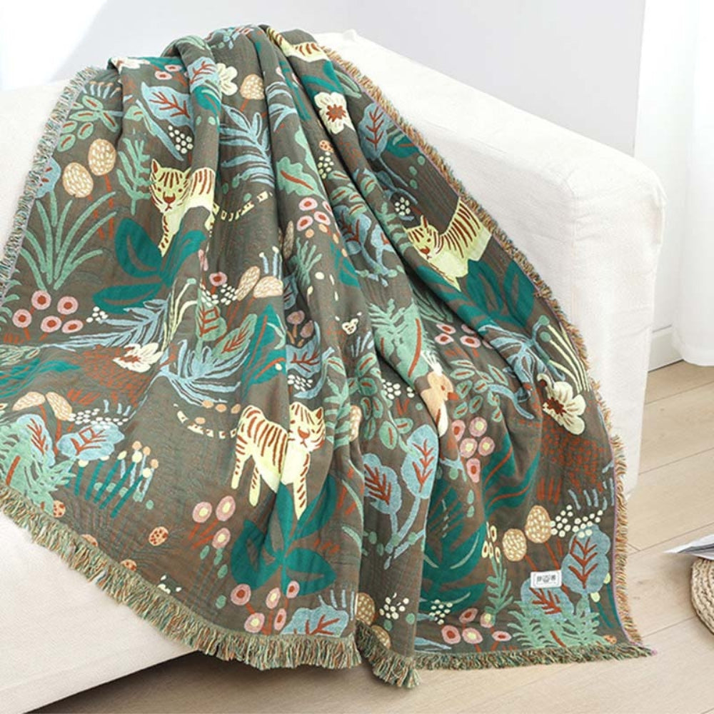 Tiger's Lair Reversible Blanket — product in use