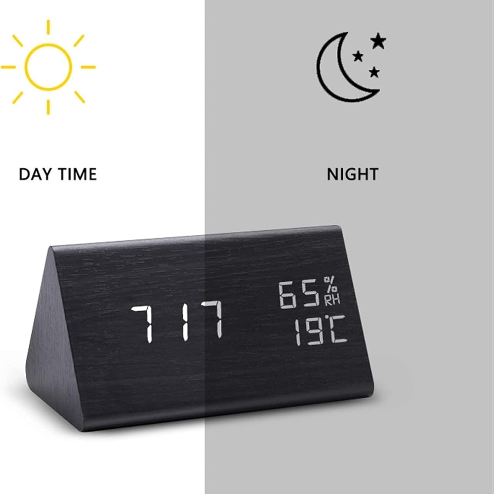 Elora Wooden LED Alarm Clock Digital Display — alternate angle view