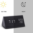 Elora Wooden LED Alarm Clock Digital Display — alternate angle view
