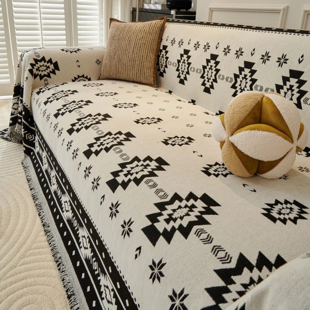 Tribal Harmony Reversible Sofa Cover — product in use