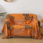Tribal Patchwork Reversible Tassel Cotton Blanket — additional view