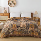 Tribal Patchwork Reversible Tassel Cotton Blanket — size and scale reference