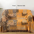 Tribal Patchwork Reversible Tassel Cotton Blanket — alternate angle view