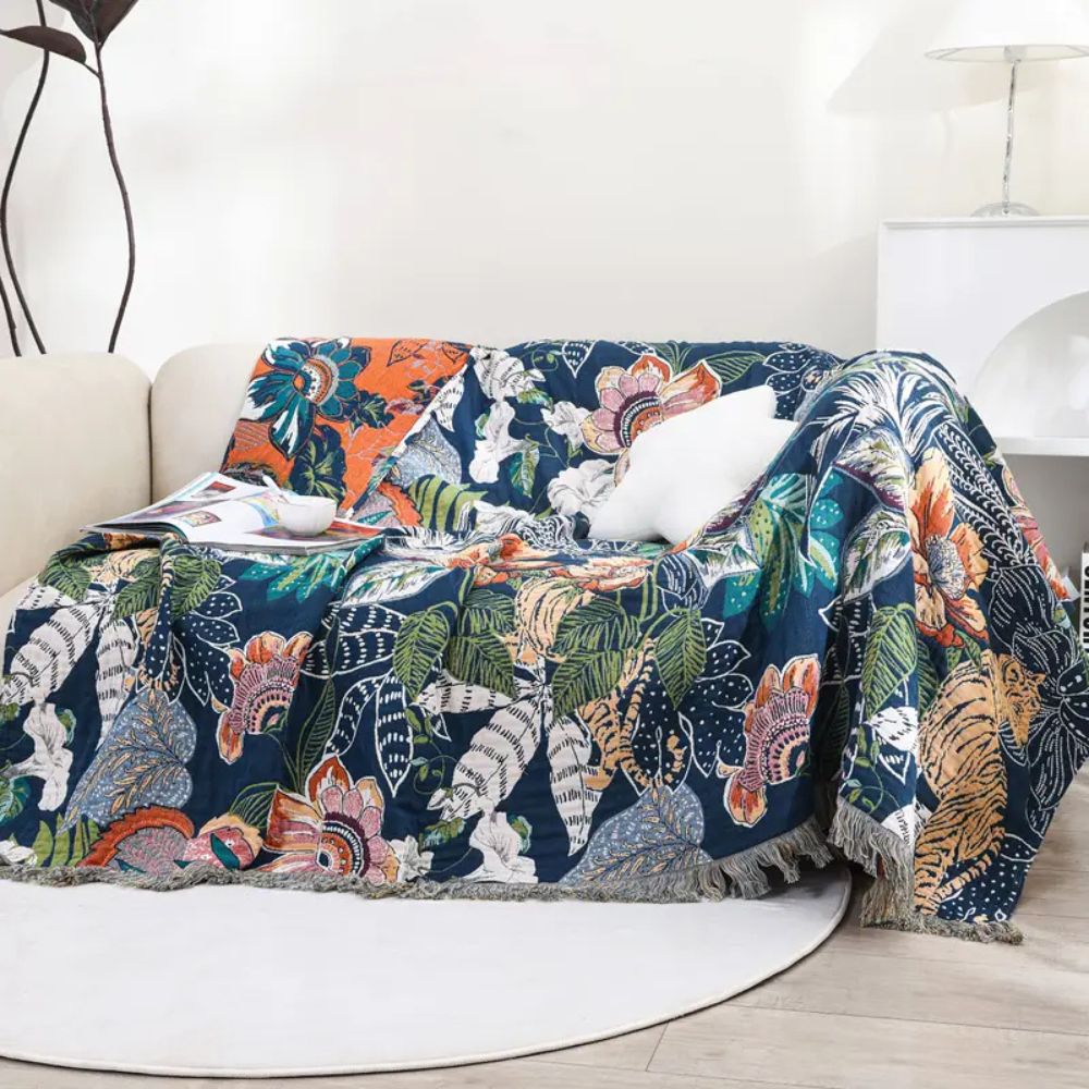 Tropic Twilight Cotton Blanket — alternate angle view