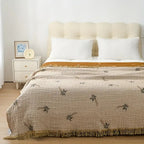 Tropical Palm Tree Reversible Cotton Blanket — lifestyle shot