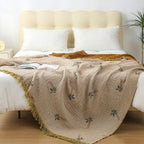 Tropical Palm Tree Reversible Cotton Blanket — product close-up