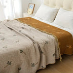 Tropical Palm Tree Reversible Cotton Blanket — alternate angle view