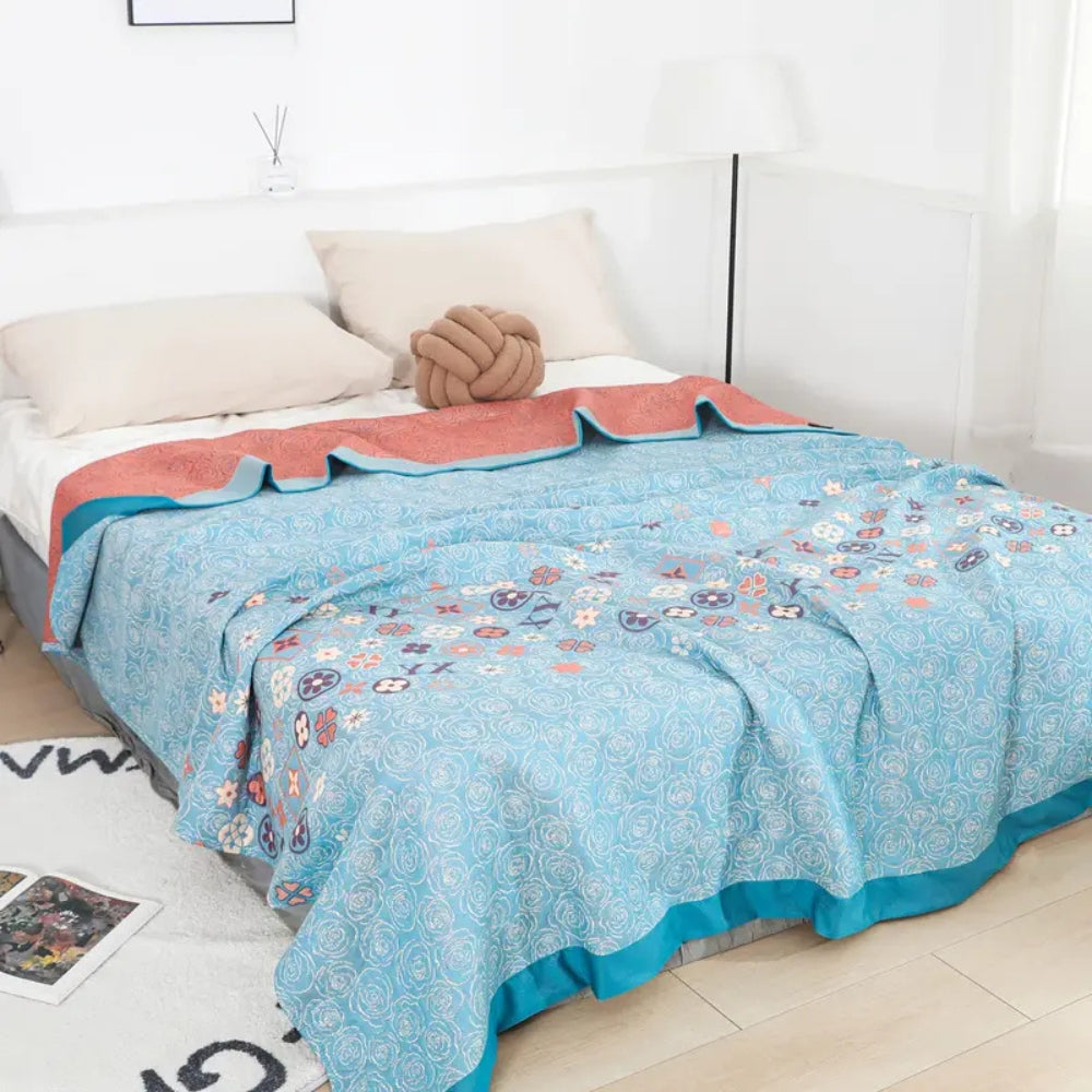 Turquoise Floral Glam Gauze Blanket — main product photo
