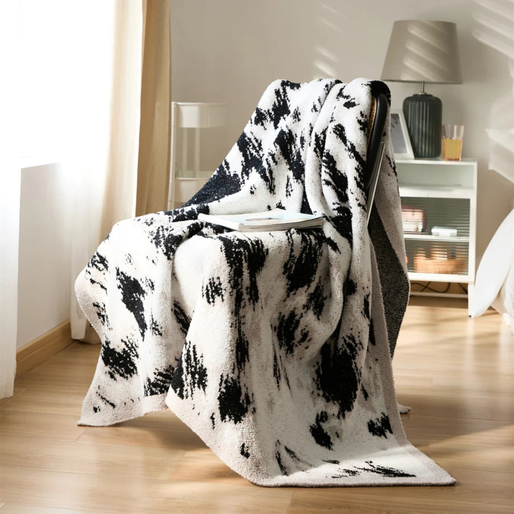 Velora Black White Fuzzy Knit Throw — main product photo