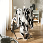 Velora Black White Fuzzy Knit Throw — product detail view