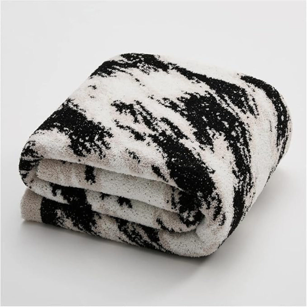 Velora Black White Fuzzy Knit Throw — alternate angle view