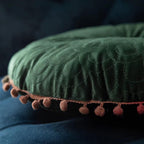 Veloura Round Vintage Quilted Ottoman Cushion Pad — product feature detail