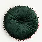 Veloura Round Vintage Quilted Ottoman Cushion Pad — material texture close-up