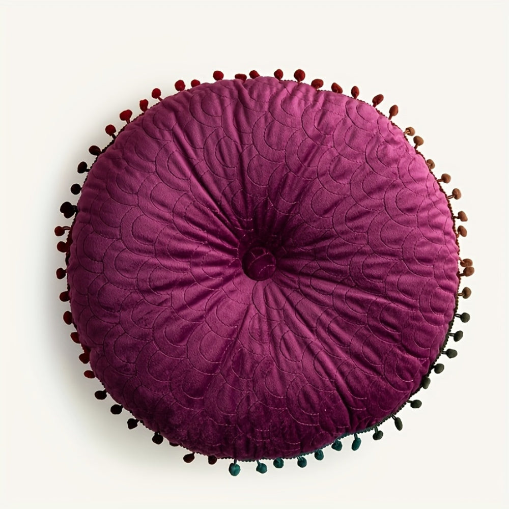 Veloura Round Vintage Quilted Ottoman Cushion Pad — alternate angle view