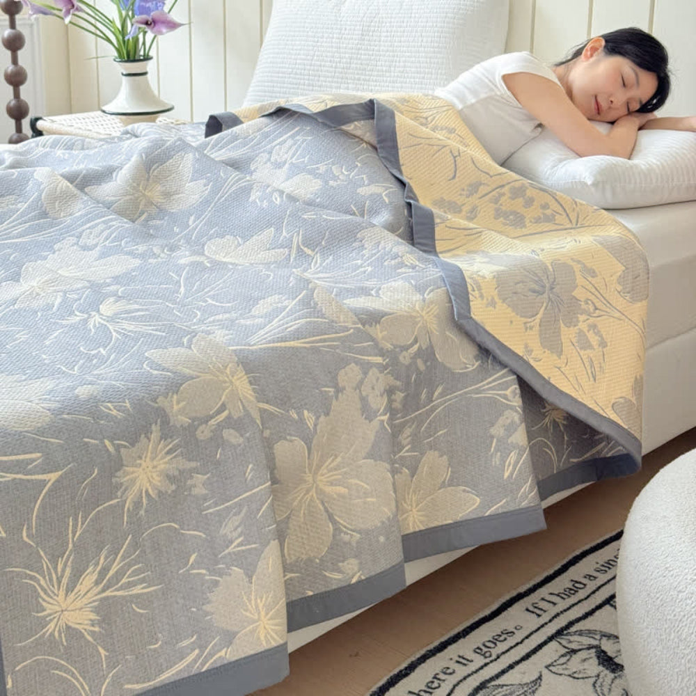 Velurelle Reversible Cotton Floral Blanket — product detail view