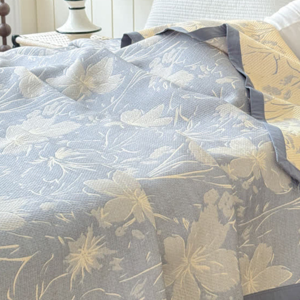 Velurelle Reversible Cotton Floral Blanket — product in use