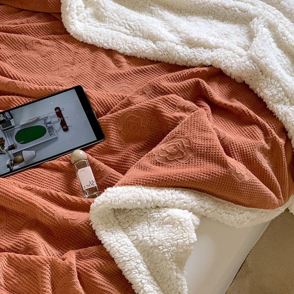 Solène Floral Embossed Sherpa Blanket — product detail view