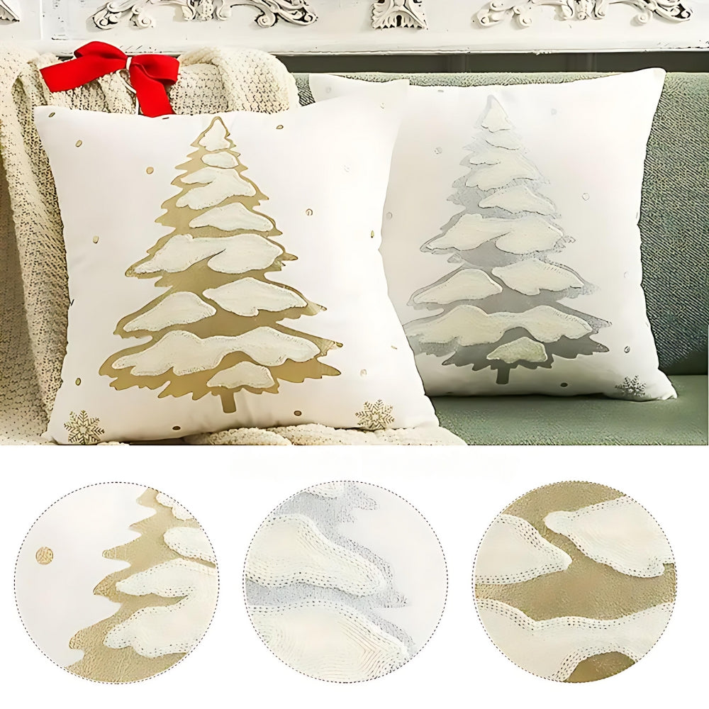 Velvet Christmas Tree Decorative Cushion Cover — product in use