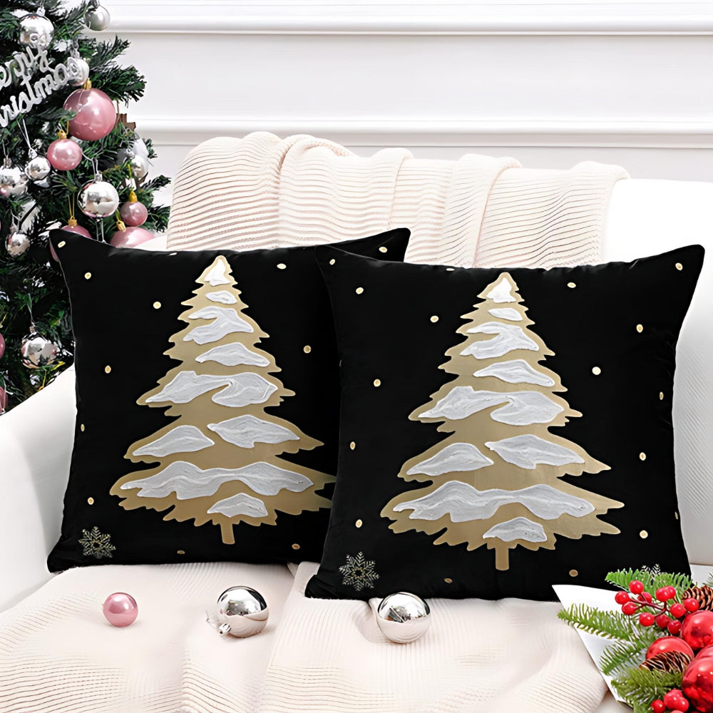 Velvet Christmas Tree Decorative Cushion Cover — alternate angle view
