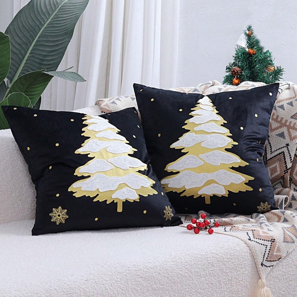 Velvet Christmas Tree Decorative Cushion Cover — product detail view