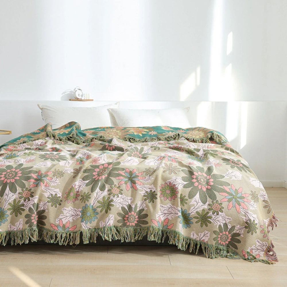 Verdant Bloom Reversible Jacquard Blanket — main product photo