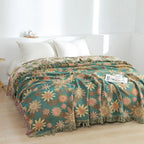 Verdant Bloom Reversible Jacquard Blanket — product detail view
