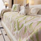 Verdure Leaf Pattern Chenille Sofa Cover — lifestyle shot