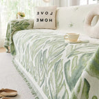 Verdure Leaf Pattern Chenille Sofa Cover — product detail view