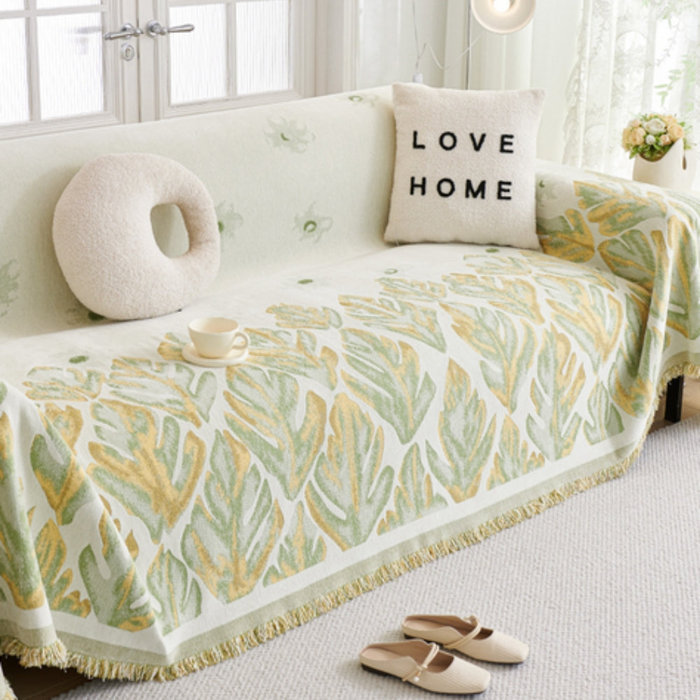 Verdure Leaf Pattern Chenille Sofa Cover — main product photo