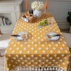 Versatile Yellow Embroidered Tassel Tablecloth — alternate angle view