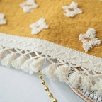 Versatile Yellow Embroidered Tassel Tablecloth — product detail view
