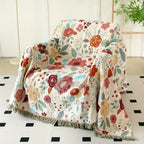 Vibrant Floral Garden Tassel Trim Blanket — alternate angle view