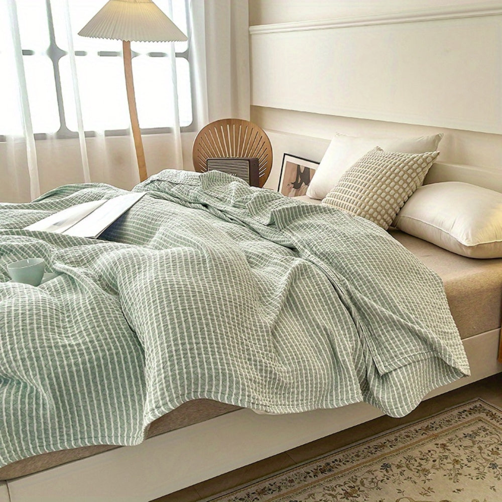Vinci Contemporary Striped Bed Blanket — size and scale reference