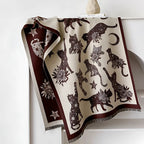 Vintage-Inspired Cat Print Scarf — lifestyle shot