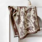 Vintage-Inspired Cat Print Scarf — product close-up