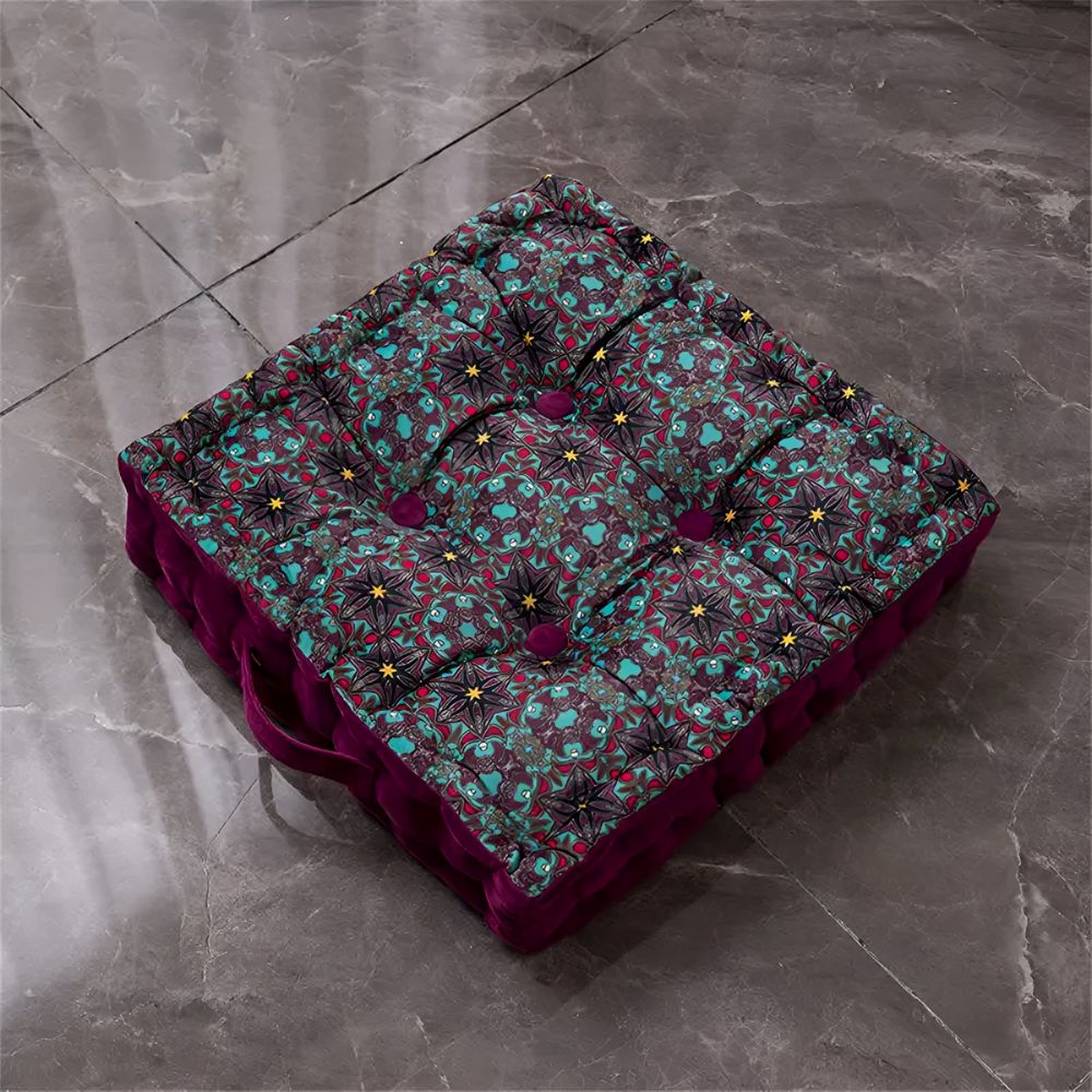Vintage-Inspired Tufted Floor Cushion — product feature detail