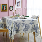 French Classic Blue Vintage Dining Tablecloth — lifestyle shot
