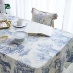 French Classic Blue Vintage Dining Tablecloth — product detail view