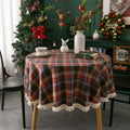 Vintage Holiday Plaid Round Tablecloth — alternate angle view