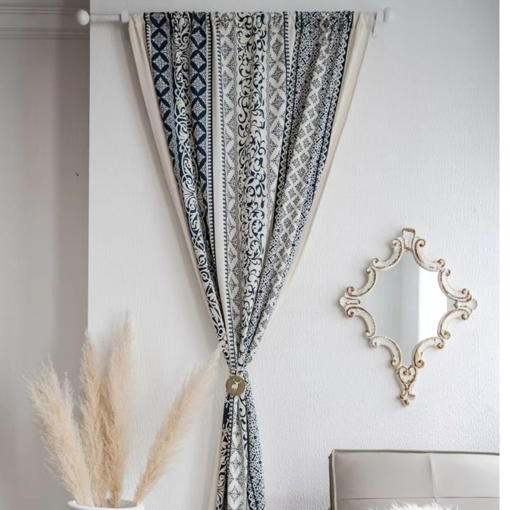 Vintage Bohemian Diamond Print Curtain — product in use