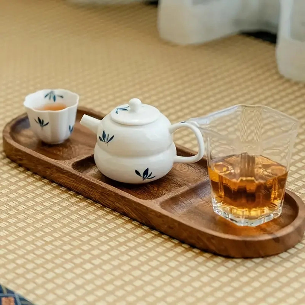 Vivid Wooden Compartment Serving Tray — product in use